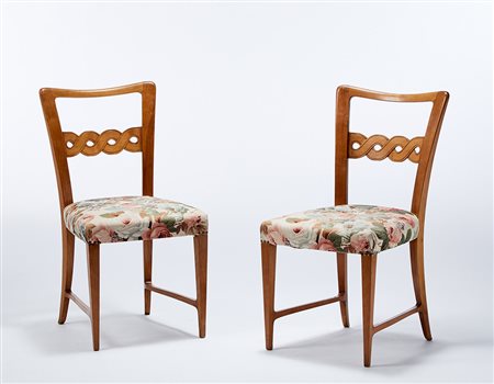 Paolo Buffa (Milano 1903 - Milano 1970) Coppia di sedie in legno chiaro...