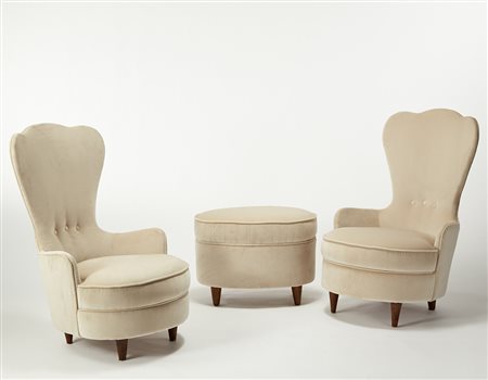 Paolo Buffa (Milano 1903 - Milano 1970) Coppia di poltroncine da camera con...