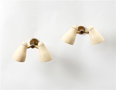 Giuseppe Ostuni Coppia di lampade da parete a due luci modello "122 Doppia...