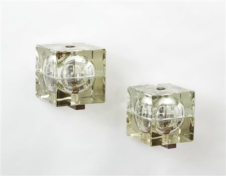 Alessandro Mendini (Milano 1931) Due lampade da parete modello "Cubosfera"....