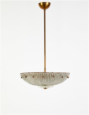 Manifattura di Murano. Lampada a sospensione con struttura in ottone e...