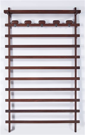 Ezio Longhi Attaccapanni da terra in teak massello lucidato opaco,...