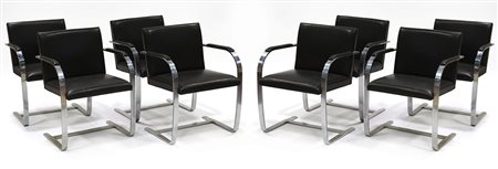 Mies van der Rohe Lotto di otto poltroncine modello "Brno". Produzione Knoll,...