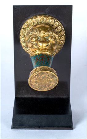 Arte Cinese Piede di incensiere in bronzo cloisonné Cina, dinastia Qing,...