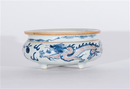 Arte Cinese Incensiere tripode in porcellana Cina, dinastia Qing, XVIII...