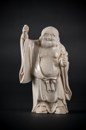 Arte Cinese Budai in porcellana craquelé Cina, dinastia Qing, XIX secolo . ....
