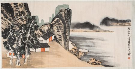 Arte Cinese Risiedere nella montagna lungo il fiume Attribuito a Qi Bai Shi...