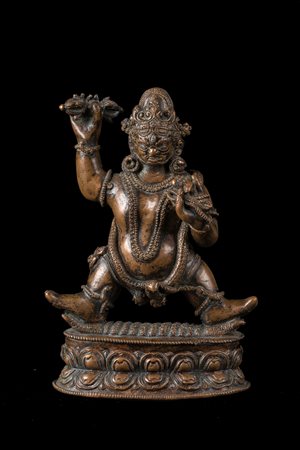 Arte Himalayana Figura in lega di rame raffigurante Vajrapani Tibet, XV...