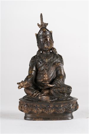 Arte Himalayana Figura in bronzo raffigurante Padmasambhava Nepal, XIX - XX...