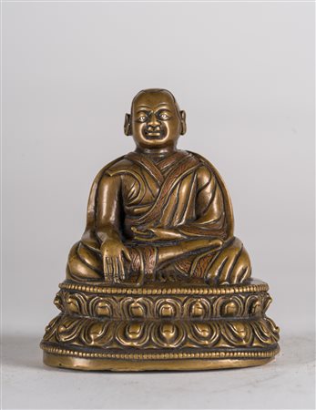 Arte Himalayana Bronzo raffigurante Lama Tibet, XIV secolo . . Cm 8,00 x...
