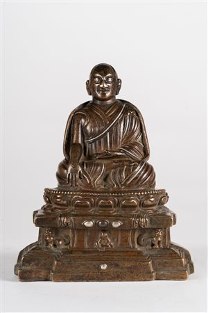 Arte Himalayana Bronzo raffigurante Lama Tibet, XIII secolo o posteriore . ....