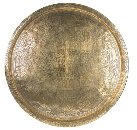Arte Islamica Grande vassoio in ottone Vicino Oriente, XIX secolo . . Cm...