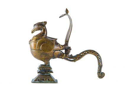Arte Indiana Incensiere in ottone a forma di uccello India, Deccan, XIX...