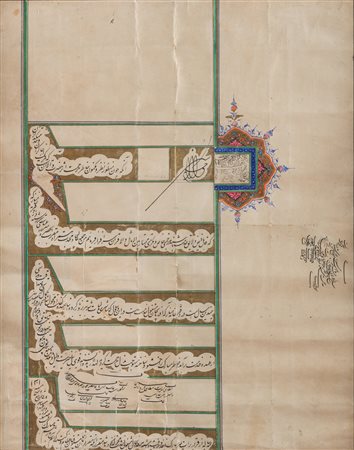 Arte Islamica Firman persiano firmato da Mozaffar Al Din Shah Iran, datato...