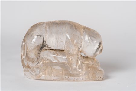 Arte Indiana Tigre in cristallo di rocca India, XIX secolo . . Cm 11,00 x...