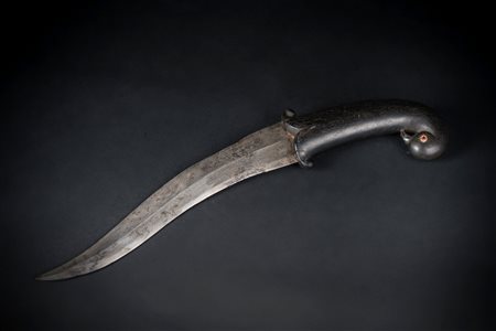 Arte Indiana Pugnale con manico in ebano a forma di testa di uccello India,...