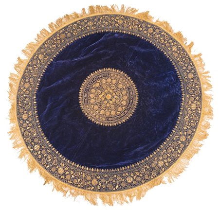 Arte Indiana Tappeto per fumare la Huqqa in velluto viola ricamato con filo...