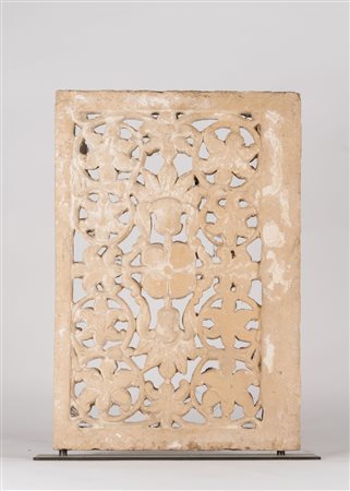 Arte Indiana Schermo traforato (jali) in arenaria scolpita con elementi...