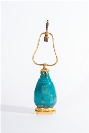 Arte Islamica Vaso in ceramica invetriata di turchese con montaggio a lampada...