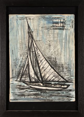 BUFFET BERNARD (1928 - 1999) Senza titolo. 1959. Stampa su tela. Cm 42,00 x...