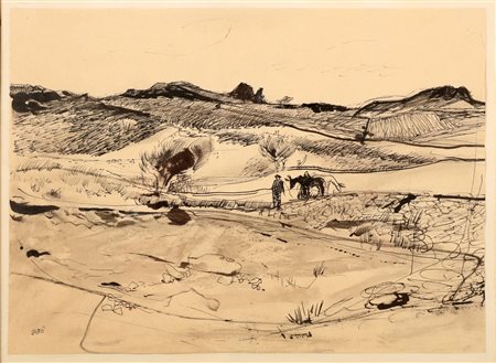 LABO SAVINIO (1899 - 1976) Senza titolo. Tecnica mista su carta. Cm 31,00 x...