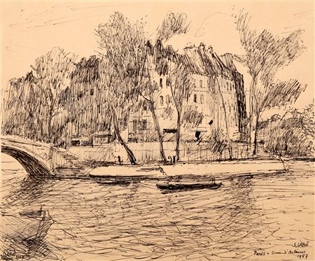 LABO SAVINIO (1899 - 1976) Parigi. 1957. China su carta. Cm 28,00 x 23,50....