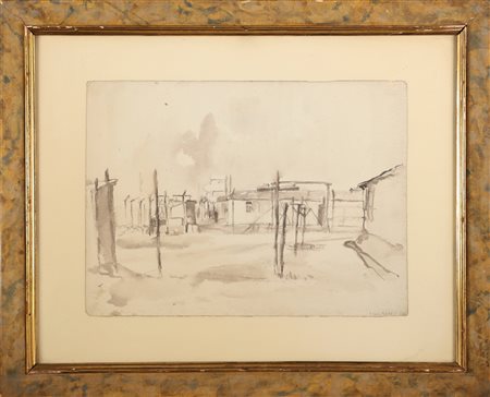 BIASION RENZO (n. 1915) Senza titolo. 1943. Tecnica mista su carta. Cm 34,00...