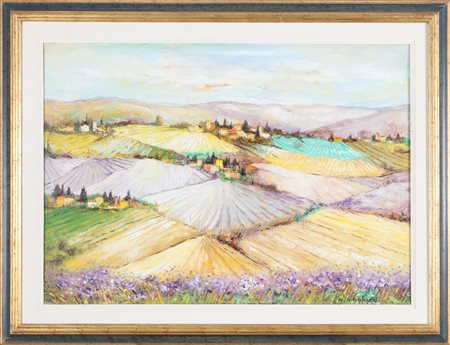 GAGLIARDI GIUSEPPE (n. 1896) Collina di Scena. Olio su cartone. Cm 70,00 x...