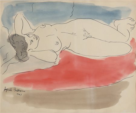 BELTRAME ALFREDO (1901 - 1996) Senza titolo. 1943. Tecnica mista su carta. Cm...