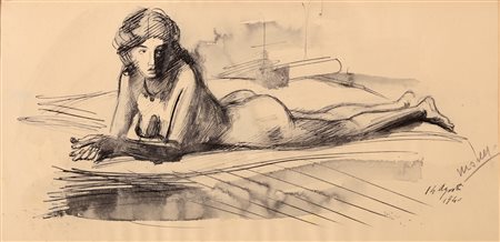 MORELLI ENZO (1896 - 1976) Senza titolo. 1940. Tecnica mista su carta. Cm...