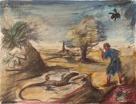 ZUCCHERI LUIGI (1904 - 1974) Senza titolo. Tecnica mista su carta. Cm 43,00 x...