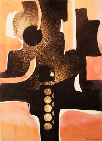 MONNINI ALVARO (1922 - 1987) Formazione. Tecnica mista su carta applicata su...