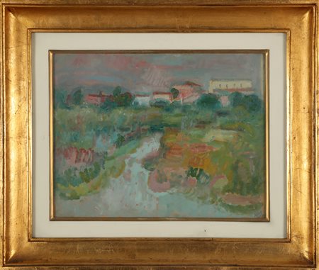 VELLANI MARCHI MARIO (1895 - 1979) Canali tra gli orti torcellani. 1951. Olio...