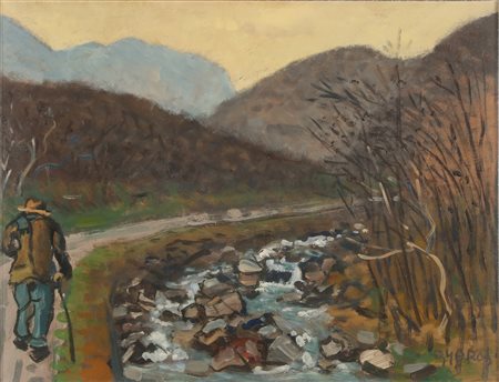 GAROSIO OTTORINO (1904 - 1980) Paesaggio. Olio su faesite. Cm 45,00 x 35,00....