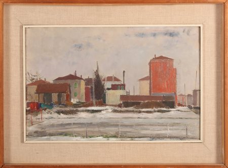 BIASION RENZO (n. 1915) Senza titolo. 1956. Olio su tavola. Cm 49,00 x 31,50....