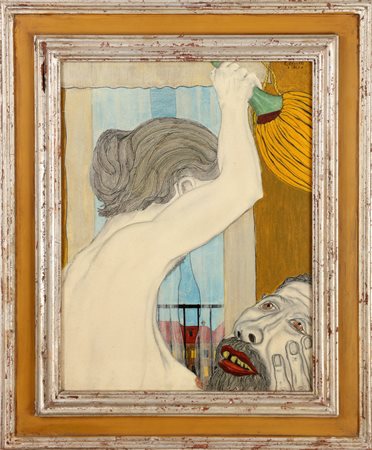 BELLODI EDOARDO (1920 - 2000) L'esca. . Olio su tela . Cm 35,00 x 45,00....