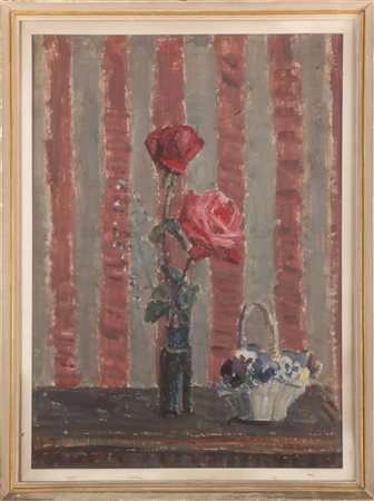 NASCIMBENE TALLONE GIOVANNA (1901 - 1961) Rosa rossa. Olio su tela . Cm 50,00...