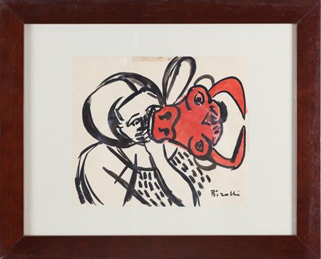 BIROLLI RENATO (1905 - 1959) Senza titolo. 1947. Tecnica mista su carta. Cm...