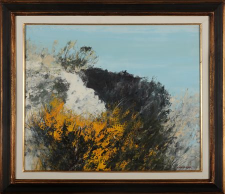 CAZZANIGA GIANCARLO (1930 - 2013) Ginestre. Olio su tela . Cm 60,00 x 50,00....