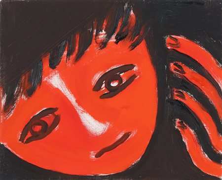 GUIDI VIRGILIO (1891 - 1994) Maschera tragica. 1973. Olio su tela . Cm 50,00...