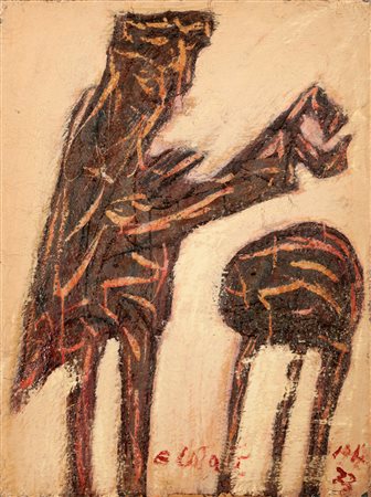 CAJATI ENRICO (1927 - 2002) Senza titolo. Tecnica mista su tela. Cm 60,00 x...