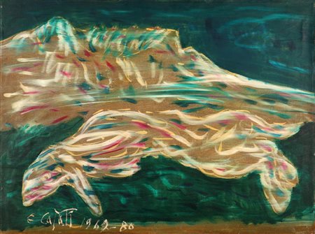 CAJATI ENRICO (1927 - 2002) Senza titolo. Tecnica mista su tela. Cm 80,00 x...