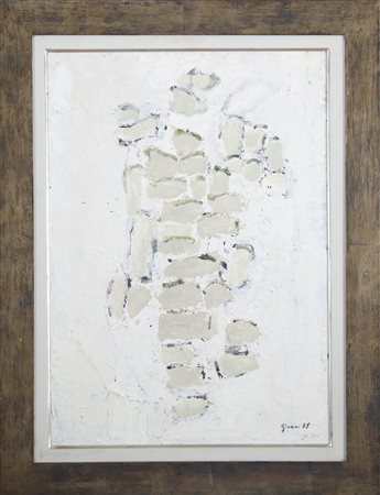 GIUNNI PIERO (1912 - 2000) Figura sul muro. 1975. Olio su tela . Cm 50,00 x...