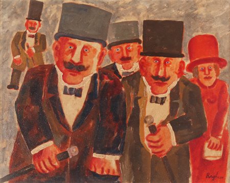 BORGHESE FRANZ (1941 - 2005) Senza titolo. Olio su tela . Cm 50,00 x 40,00....