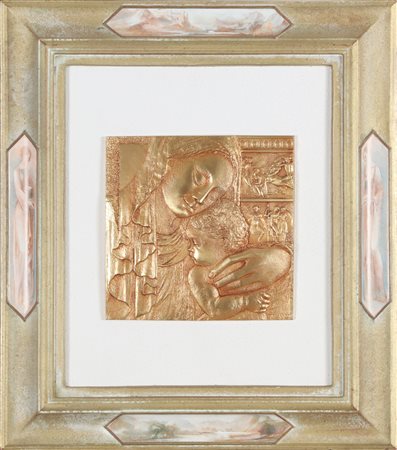 MARCHIONNI ELVIO (n. 1944) La Madonna della tenerezza. Bronzo dorato. Cm...