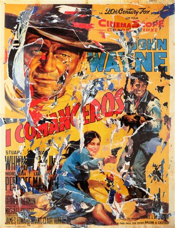 ROTELLA MIMMO (1918 - 2006) I Comanceros. Litodecollage. Cm 70,00 x 100,00....