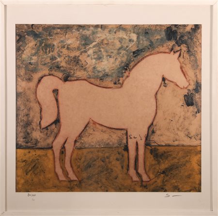 SCHIFANO MARIO (1934 - 1998) Cavallo. Litografia. Cm 70,00 x 70,00. 84/100....