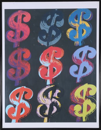 WARHOL ANDY (1928 - 1987) $9 on black. Litografia. Cm 60,00 x 79,00. 6/35....