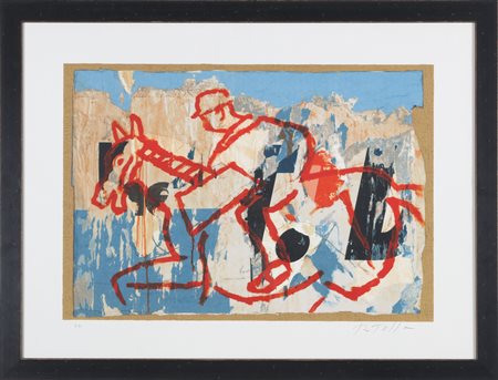 ROTELLA MIMMO (1918 - 2006) Senza titolo. Litodecollage. Cm 80,00 x 60,00....