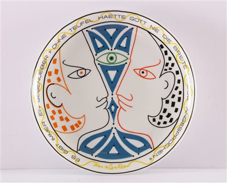 COCTEAU JEAN (1889 - 1963) Piatto. Ceramica. Cm 26,00 x 3,00 x 26,00....